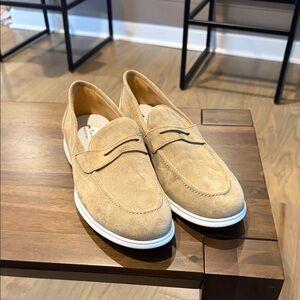 Kiton Beige Suede Slip-On Loafers